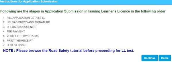 Learner Driving licence Application Detail